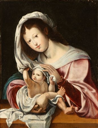 il Mabuse (seguace di) (Maubege, 1478 - Anversa, 1532) Madonna con Bambino...