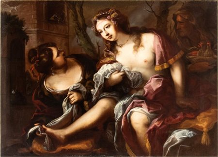 Artista veneto, XVII secolo Betsabea al bagno Olio su tela cm. 97x134