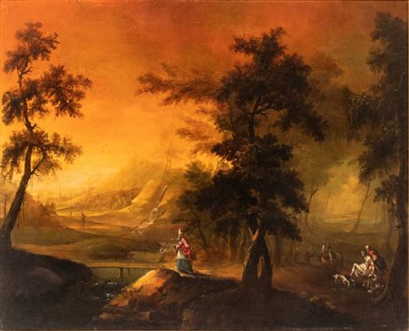 Artista fiammingo attivo in Veneto, XVII secolo Paesaggio con la parabola del...