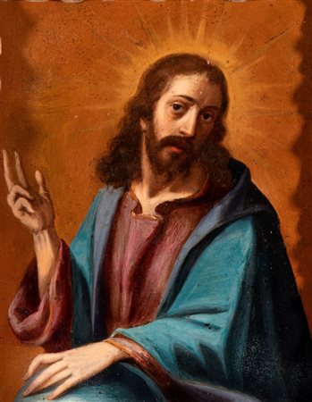 Artista attivo a Roma, fine XVI - inizio XVII secolo Cristo benedicente Olio...