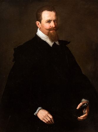 Artista lombardo, fine XVI - inizio XVII secolo Ritratto virile con spada...