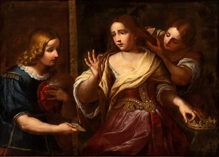 Artista genovese, XVII secolo La chioma di Berenice Olio su tela cm. 94x129....