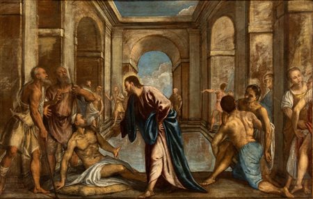 il Veronese (studio) (Verona, 1528 - Venezia, 1588) La piscina probatica Olio...