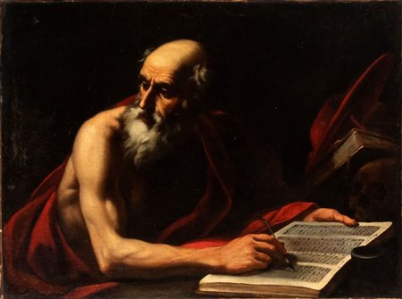 Gregorio Preti (Taverna, 1603 - Roma, 1672) San Girolamo penitente Olio su...