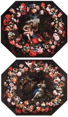 Luca Giordano - Abraham Brueghel (Napoli, 1634 - 1705) , (Anversa, 1631 -...