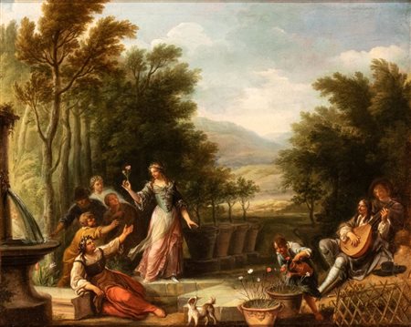 Artista fiammingo attivo a Roma, seconda metà XVII secolo Intrattenimento nel...