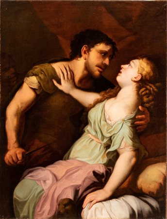 Luca Giordano (cerchia di) (Napoli, 1634 - 1705) Tarquinio e Lucrezia Olio su...