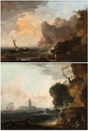 Claude Joseph Vernet (cerchia di) (Avignone, 1714 - Parigi, 1789) a) Marina...
