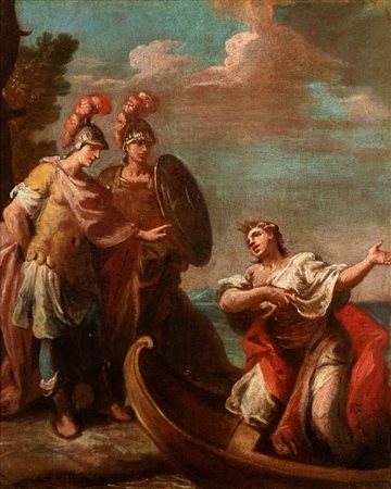 Artista veneto, XVIII secolo Scena mitologica con due soldati romani e una...