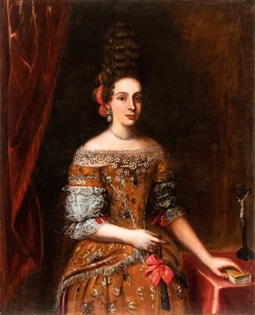 Artista lombardo, XVIII secolo Ritratto di dama con acconciatura elaborata,...
