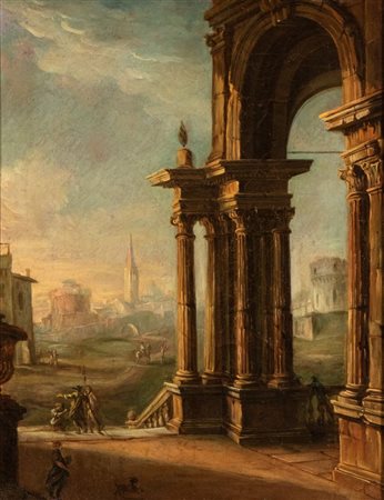Gherardo Poli (attribuito a) (Firenze, 1674 - 1739) Capriccio architettonico...