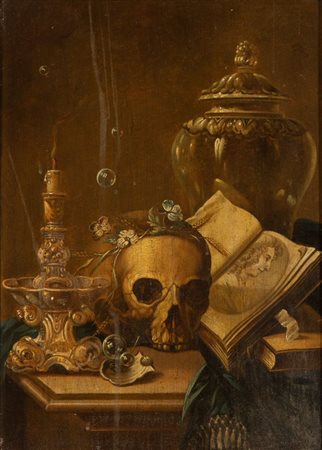 Artista olandese, fine XVII - inizio XVIII secolo Natura morta di Vanitas...