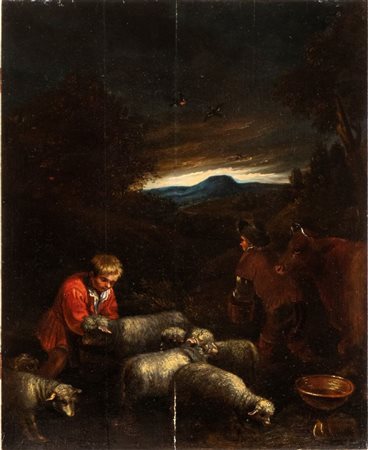 Gerolamo Dal Ponte (attribuito a) (Bassano, 1566 - Venezia, 1621) Pastori con...