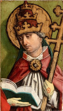 Scuola tedesca, XVI secolo (neimodi_di) Santo vescovo Olio su tavola cm. 44x25