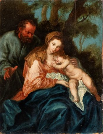 Anton van Dyck (seguace di) (Anversa, 1599 - Londra, 1641) Riposo durante la...