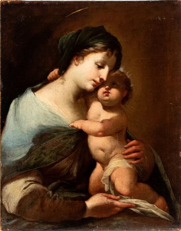 Artista napoletano, fine XVII - inizio XVIII secolo Madonna con Bambino Olio...