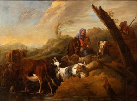 Il Grechetto (bottega di) (Genova, 1609 - Mantova, 1664) Paesaggio con...