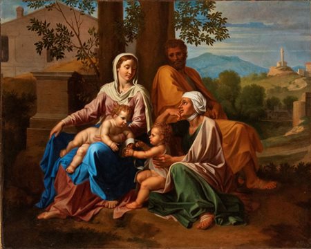 Nicolas Poussin (seguace di) (Les Andelys, 1594 - Roma, 1665) Sacra Famiglia...