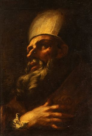 Artista attivo a Roma, seconda metà XVII secolo Santo Vescovo Olio su tela...