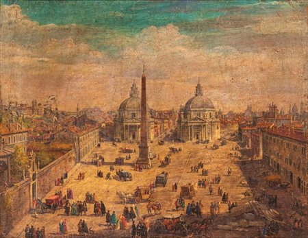 Giacomo van Lint (ambito di) (Roma , 1723 - Roma, 1780) Veduta di Piazza del...