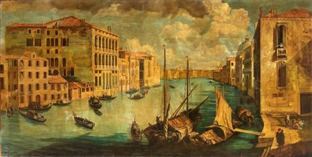Artista veneto, XIX secolo Veduta del Canal Grande Olio su tela cm. 113x224