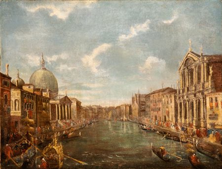 Artista attivo a Venezia, XIX secolo Veduta del Canal Grande con San Simeone...