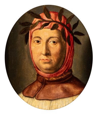 Artista italiano, XVIII secolo Ritratto di Francesco Petrarca Olio su tavola...