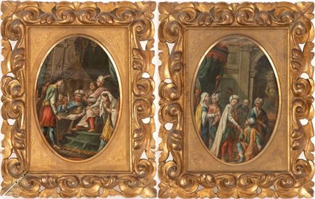 Artista genovese, XVII secolo a) Scena di giudizio con prigioniero; b) Scena...