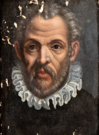Artista lombardo, XVII secolo Ritratto di gentiluomo con gorgiera Olio su...