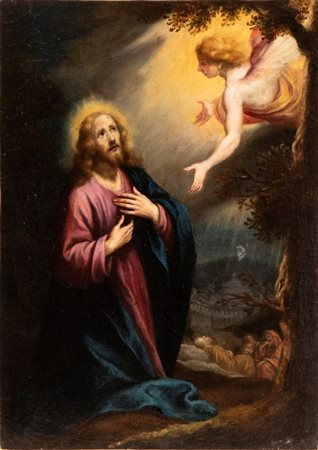 Artista emiliano, XVII secolo Orazione nell'orto Olio su tavola cm. 59,5x42
