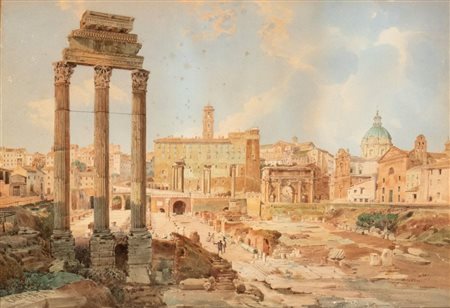 Giuseppe Costantini (Nola, 1843 - San Paolo Bel Sito, 1893) Veduta del foro...