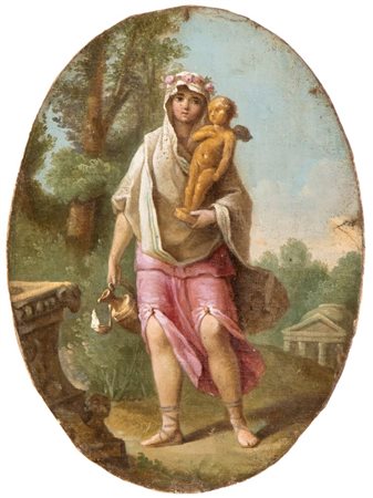 Artista francese, XVIII secolo Allegoria dell'Amor Sacro Olio su tela...