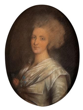 Rosalba Carriera (seguace di) (Venezia, 1673 - 1757) Ritratto di dama fine...