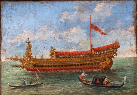 Artista veneto, XVIII - XIX secolo Regata del Bucintoro Olio su tela cm....