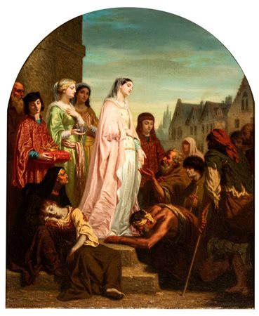 Hugues Merle (attribuito a) (La Sône, 1822 - Parigi, 1881) Santa Elisabetta...