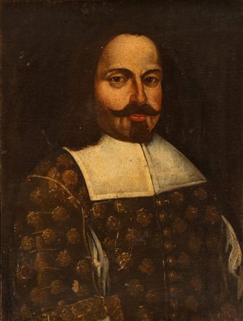 Artista spagnolo, XVII secolo Ritratto di nobiluomo con baffi e pizzo Olio su...