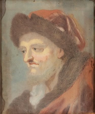 Artista italiano, XVIII - XIX secolo Testa di vecchio con turbante Pastello...