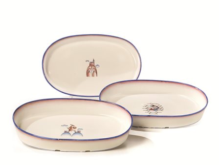 Gio Ponti(Milano 1891-1979) Tre vassoi ovali, 1923-1930Manifattura Richard...