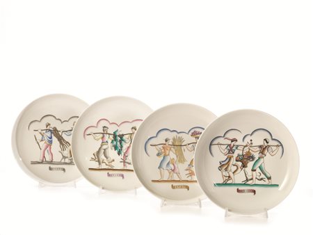 Gio Ponti(Milano 1891-1979) Quattro piatti &quot;LE QUATTRO STAGIONI&quot;,...