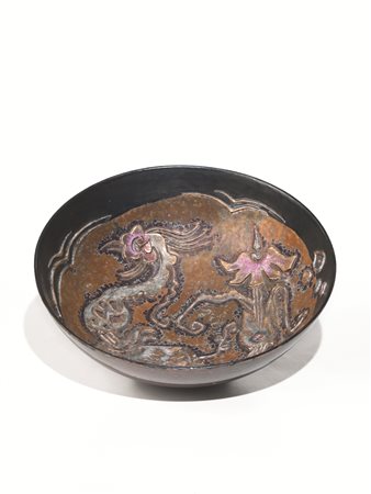 Pietro Melandri(Faenza 1885-Faenza 1976) Coppa con gallo, 1945-1965 maiolica...