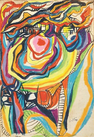 Renato Guttuso(Bagheria 1912 - Roma 1987)INCENDIOtempera, pastello e matita...