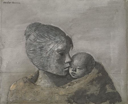 Xavier Bueno(Vera De Bidasoa 1915 - Fiesole 1979)MATERNITA'olio su tela, cm...