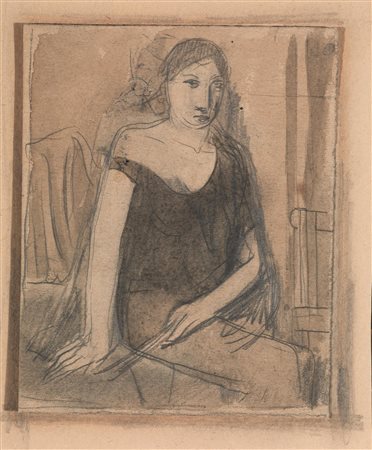 Mario Sironi (Sassari 1885 - Milano 1961) FIGURA FEMMINILE SEDUTA matita su...