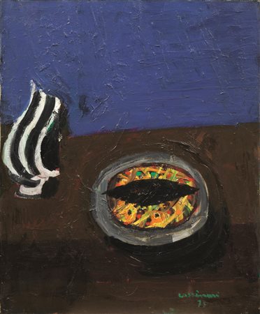 Bruno Cassinari (Piacenza 1912 - Milano 1992) GIRASOLI olio su tela, cm 60x50...