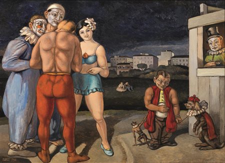 Alberto Martini (Oderzo 1876 - Milano 1954) IL NANO CASABRE' olio su cartone...