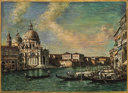Giorgio de Chirico (Volos 1888 - Roma 1978) VENEZIA. CHIESA DELLA SALUTE olio...