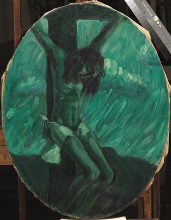 Mario Tozzi (Fossombrone1895 - St. Jean du Gard 1979) CROCIFISSIONE olio su...