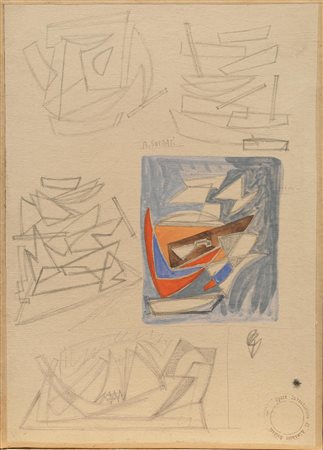 Atanasio Soldati (Parma 1896 - 1953) COMPOSIZIONE gouache e matita su carta...