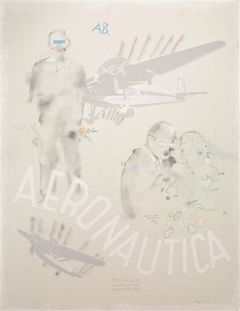 Luca Alinari (Firenze 1943) AERONAUTICA olio e acrilico su tela, cm 90x70...