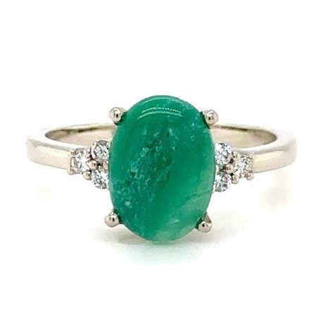 ANELLO IN ORO BIANCO 14K 2.51 GR CON SMERALDO COLOMBIANO E DIAMANTI - RNG40218